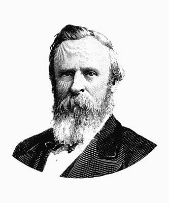 Recently Sold - Politicians Digital Art - President Rutherford B. Hayes Graphic Black and White by War Is Hell Store
