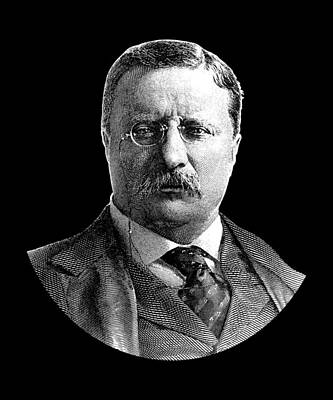 Landmarks Royalty Free Images - President Theodore Roosevelt Graphic - Black and White Royalty-Free Image by War Is Hell Store