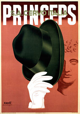 Royalty-Free and Rights-Managed Images - Princeps - Fedora Hat - S.A.Cervo Italia - Vintage Art Deco Advertising Poster by Studio Grafiikka