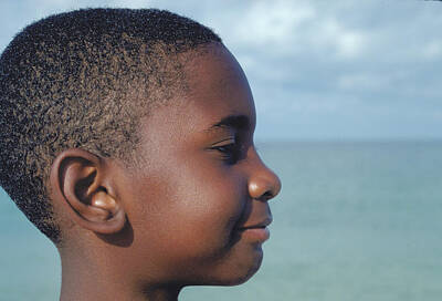 Purely Purple - Profile of Boy in Jamaica by Carl Purcell