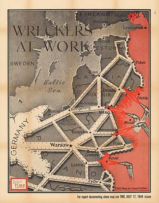 Royalty-Free and Rights-Managed Images - Propaganda Map of German Domination - Baltic Region, Prussia, Poland - World War 2 - Time Magazine by Studio Grafiikka