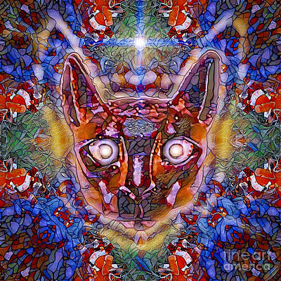 Old Masters Rights Managed Images - Psychedelic Cat Royalty-Free Image by Robert Radmore