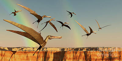Colorful Abstract Animals - Pterodactyl by Corey Ford
