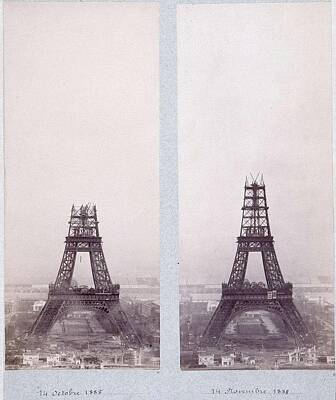 Paris Skyline Paintings - Public-domain-images-eiffel-tower-construction-1800s-0003 by Celestial Images