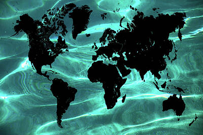 Jolly Old Saint Nick - Pure Ocean World Map by Jenny Rainbow