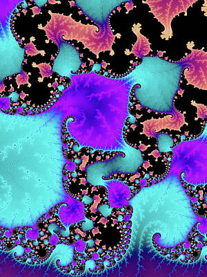 Florals Digital Art - Purple and turquoise floral fractal art by Matthias Hauser