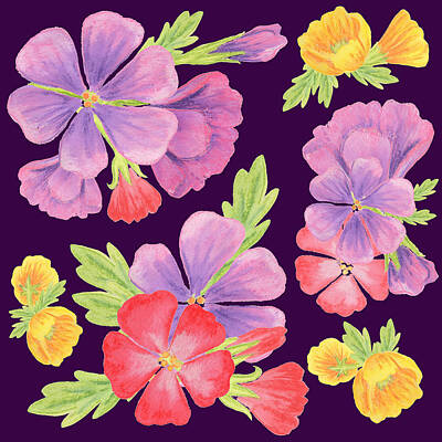 Lilies Paintings - Purple Dance Flowers  by Irina Sztukowski