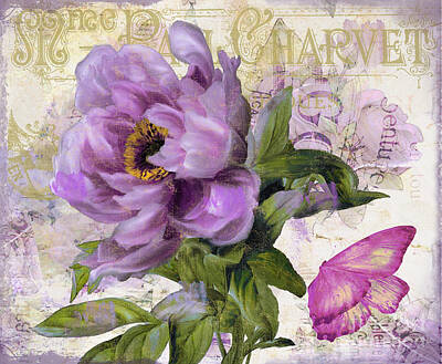 Florals Paintings - Purple Peony by Mindy Sommers