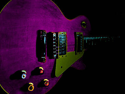 Rock And Roll Digital Art - Purple Relic Les Paul II Hover Series by Guitarwacky Fine Art