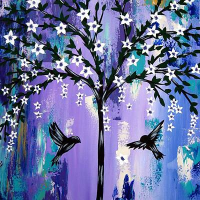 Western Buffalo - Purple Tree of Life by Cathy Jacobs