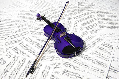 Music Royalty-Free and Rights-Managed Images - Purple Violin and Music by Helen Jackson