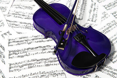 Music Royalty Free Images - Purple Violin and Music iv Royalty-Free Image by Helen Jackson