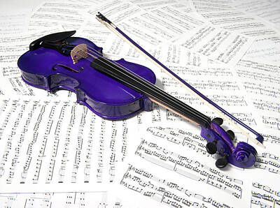 Music Royalty-Free and Rights-Managed Images - Purple Violin and Music xiv by Helen Jackson
