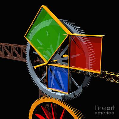 Steampunk Digital Art - Pythagorean Machine by Russell Kightley