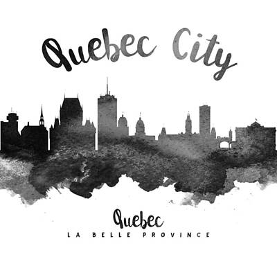 Skylines Paintings - Quebec City Skyline 18 by Aged Pixel