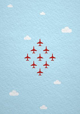 Royalty-Free and Rights-Managed Images - RAF Red Arrows in formation by Samuel Whitton