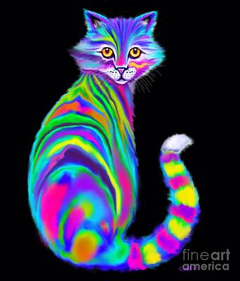Mammals Digital Art - Rainbow Alley Cat by Nick Gustafson