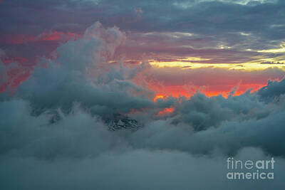 Road And Street Signs - Rainier Above the Clouds At Sunset by Mike Reid