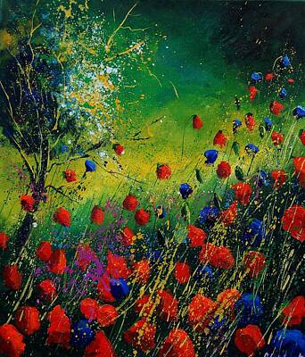 Animals And Earth Rights Managed Images - Red And Blue Poppies 67 1524 Royalty-Free Image by Pol Ledent