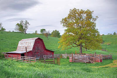 Royalty-Free and Rights-Managed Images - Red Barn in The Hills of Arkansas by Gregory Ballos