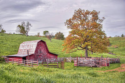 Royalty-Free and Rights-Managed Images - Red Barn On the Hillside by Gregory Ballos