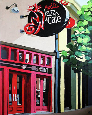 Jazz Royalty-Free and Rights-Managed Images - Red Cat Jazz Cafe by Melinda Patrick