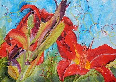 Af One - Red Day Lilies by Jean Blackmer
