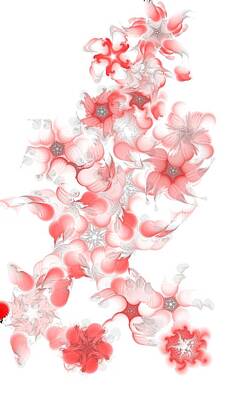 Florals Digital Art - Red fractal floral pattern by David Lane