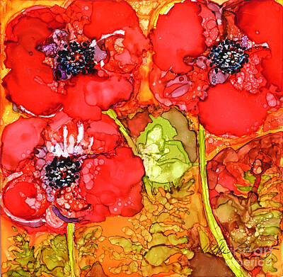 Rustic Cabin - Red Oriental Poppies by Vicki Baun Barry