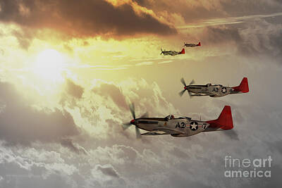 Landmarks Digital Art Rights Managed Images - Red Tails Royalty-Free Image by Airpower Art