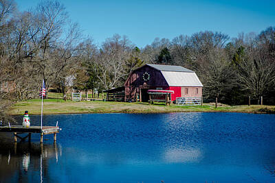 Classic Christmas Movies - Redb Country Barn By The Pond by Alex Grichenko