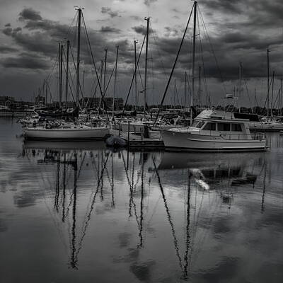 Valentines Day - Reefpoint Marina Black and White Square Format by Dale Kauzlaric