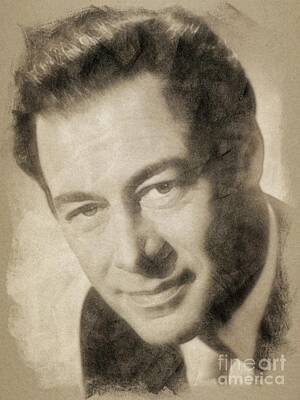 Musicians Drawings - Rex Harrison, Vintage Hollywood Legend by Esoterica Art Agency