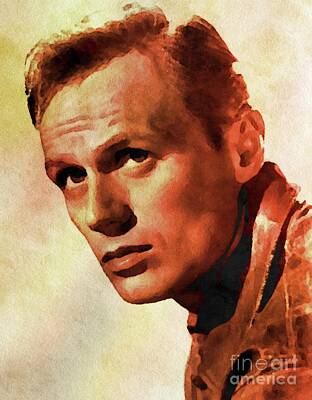 Actors Paintings - Richard Widmark, Vintage Hollywood Actor by Esoterica Art Agency
