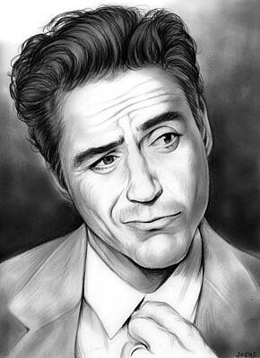Celebrities Drawings - Robert Downey Jr by Greg Joens