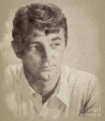 Portraits Drawings - Robert Mitchum, Hollywood Legend by John Springfield by Esoterica Art Agency