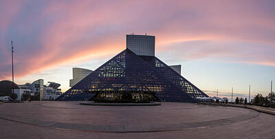 Rock And Roll Photos - Rock and Roll Hall of Fame at Sunset  by John McGraw
