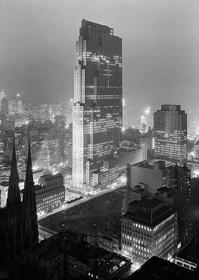 Landmarks Royalty Free Images - Rockefeller Center - NYC - Winter 1933 Royalty-Free Image by War Is Hell Store