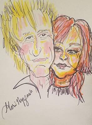 Music Drawings - Rod Stewart and Cyndi Lauper tour 2017 by Geraldine Myszenski