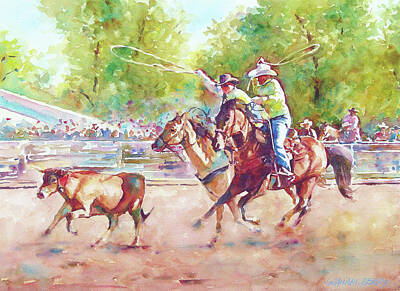 Sean - Cowboys roping a steer by Graham Berry