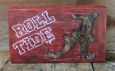 Best Sellers - Football Mixed Media - Roll Tide - Large by Racquel Morgan
