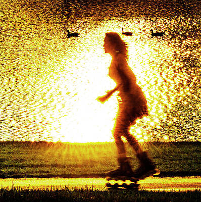 Go For Gold Rights Managed Images - Rollerblading in Forest Park Royalty-Free Image by Garry McMichael