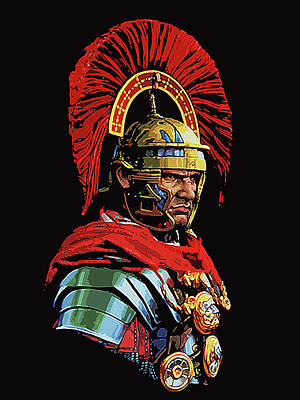 Portraits Paintings - Roman Centurion Portrait by AM FineArtPrints