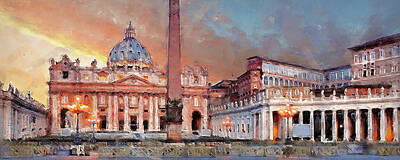 Cities Paintings - Rome and the Vatican City - 04 by AM FineArtPrints