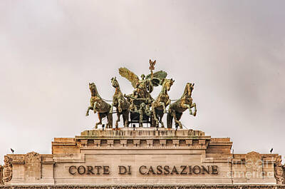 Kitchen Food And Drink Signs - Rome Palazzo di Giustizia Roof Statue by Antony McAulay