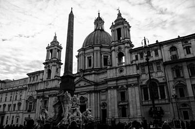 Design Turnpike Vintage Farmouse - Rome - Piazza Navona BnW by AM FineArtPrints