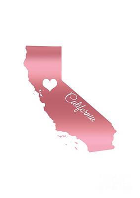 Best Sellers - Roses Digital Art - Rose Gold California Heart by Leah McPhail