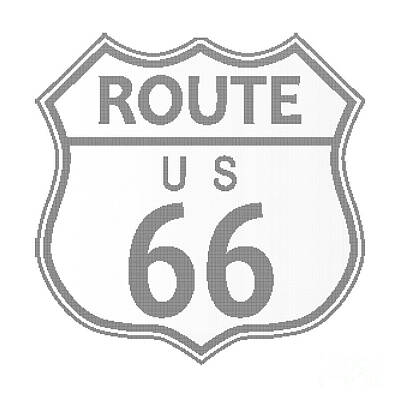 Red Foxes - Route 66 Highway Sign Halftone by Bigalbaloo Stock