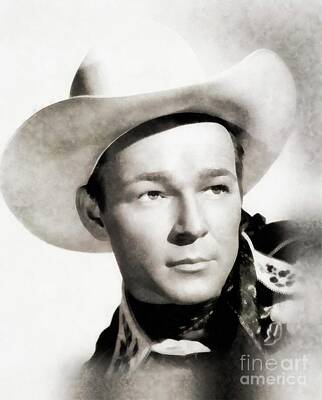 Musicians Paintings - Roy Rogers, Vintage Actor by Esoterica Art Agency