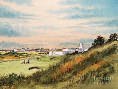 Best Sellers - Sports Paintings - Royal Birkdale Golf Course 18th Hole by Bill Holkham